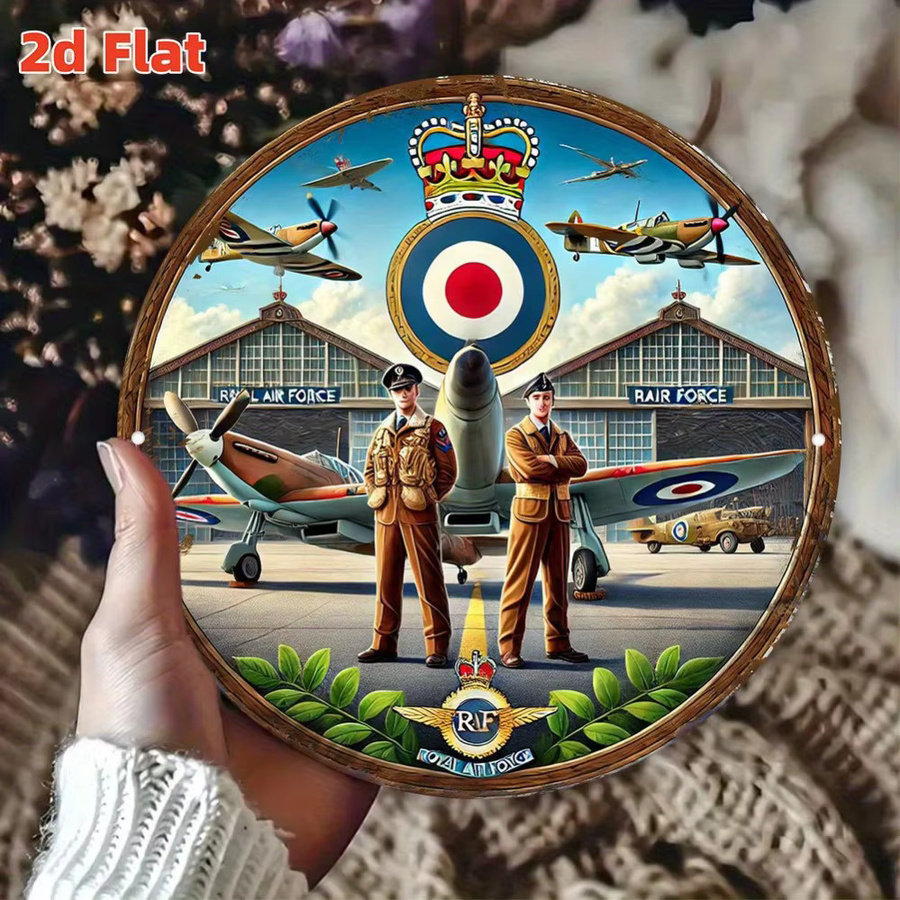 HELLOYOUNG 2D Flat Royal Air Force (RAF) Honor Badge Wanddekor aus Metall, Mehrfarbig, Durchmesser: 20 cm - Bild 4