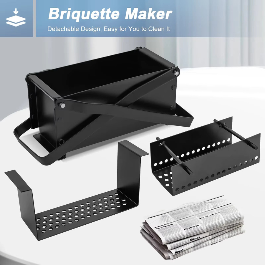 Bymaocar Manuelle Zeitungs-Brikettpresse aus Eisen in Schwarz, B/T/H: 33 x 15 x 13 cm - Bild 5