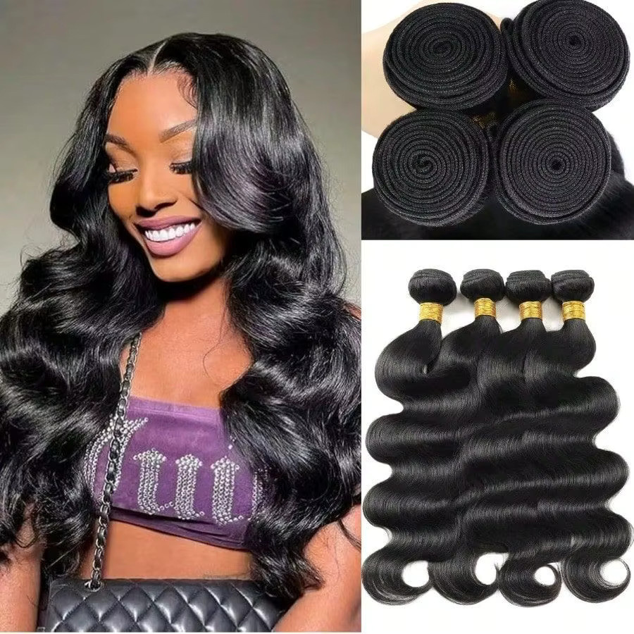 FIUMER Body Wave Echthaar-Bündel, Brasilianisches Jungfrauenhaar, Schwarz - Bild 8