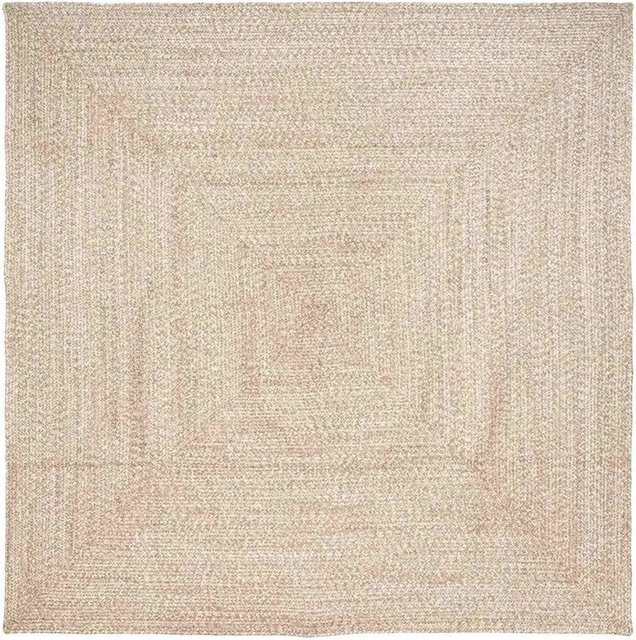 vidaXL Bereichsteppich Modern Quadratisch aus Jute und Baumwolle, Braun/Beige/Weiß, B/B: 240 x 240 cm - Bild 1