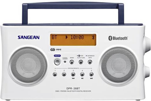 Sangean DPR-26 BT Kofferradio mit DAB+, UKW, Bluetooth und Akku-Ladefunktion in Weiß - Bild 1