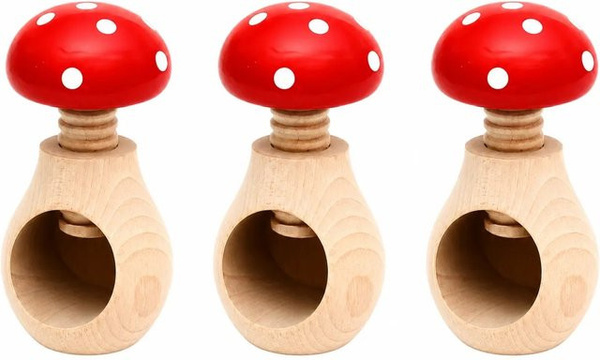 Dekohelden24 3er Set Handgemachte Nussknacker Fliegenpilz in Rot mit Schraubgewinde, B/T/H: 6 x 6 x 10 cm
