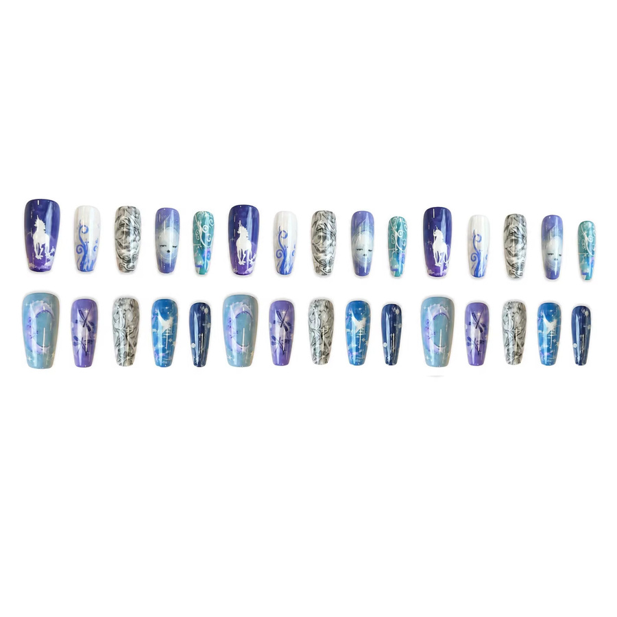 Stylebon Press-On-Nägel, quadratisch, lila blau silber, glänzend, Damen - Bild 3