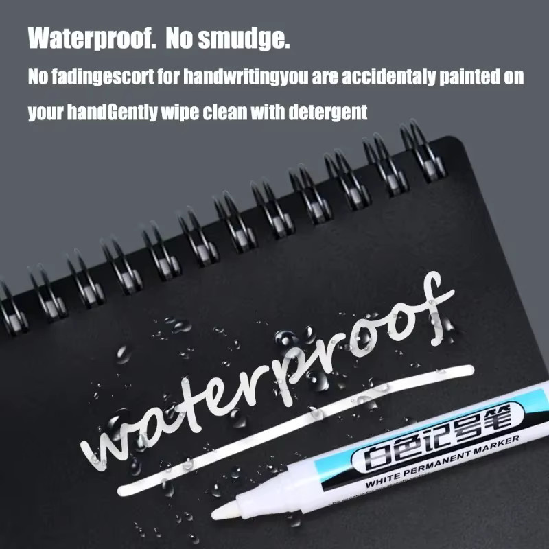Weiße Permanent Marker Stifte wasserfest und fettbeständig für Glas, Reifen und Notebook in den Stärken 0,7mm, 1mm und 2,5mm - Bild 5