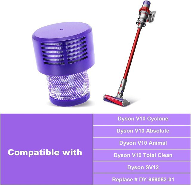 Waschbare Ersatzfilter für Dyson V10 SV12 Cyclone Animal Absolute Total Clean Akku-Staubsauger in Lila - Bild 1