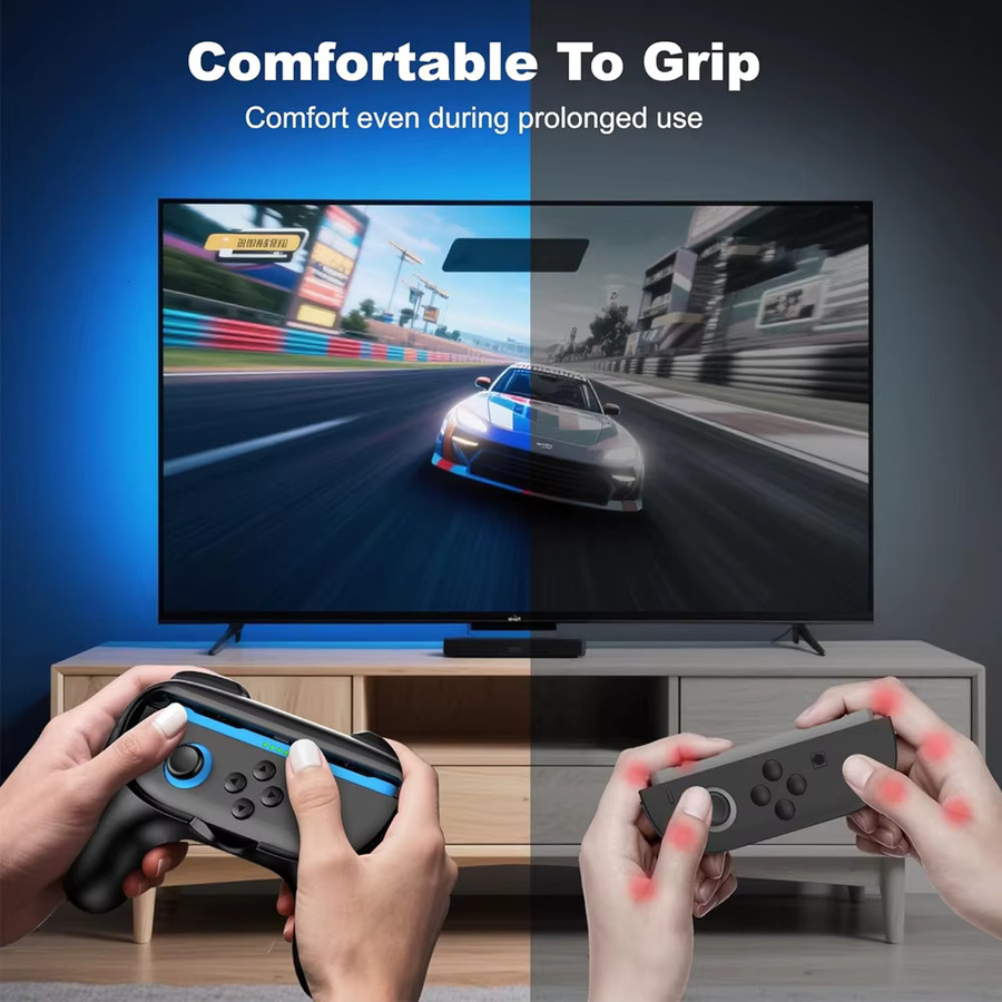 2er-Set Handgriffe Shell für Nintendo Switch und Switch OLED in Schwarz als Controller Gamepad Halterung Kit - Bild 3