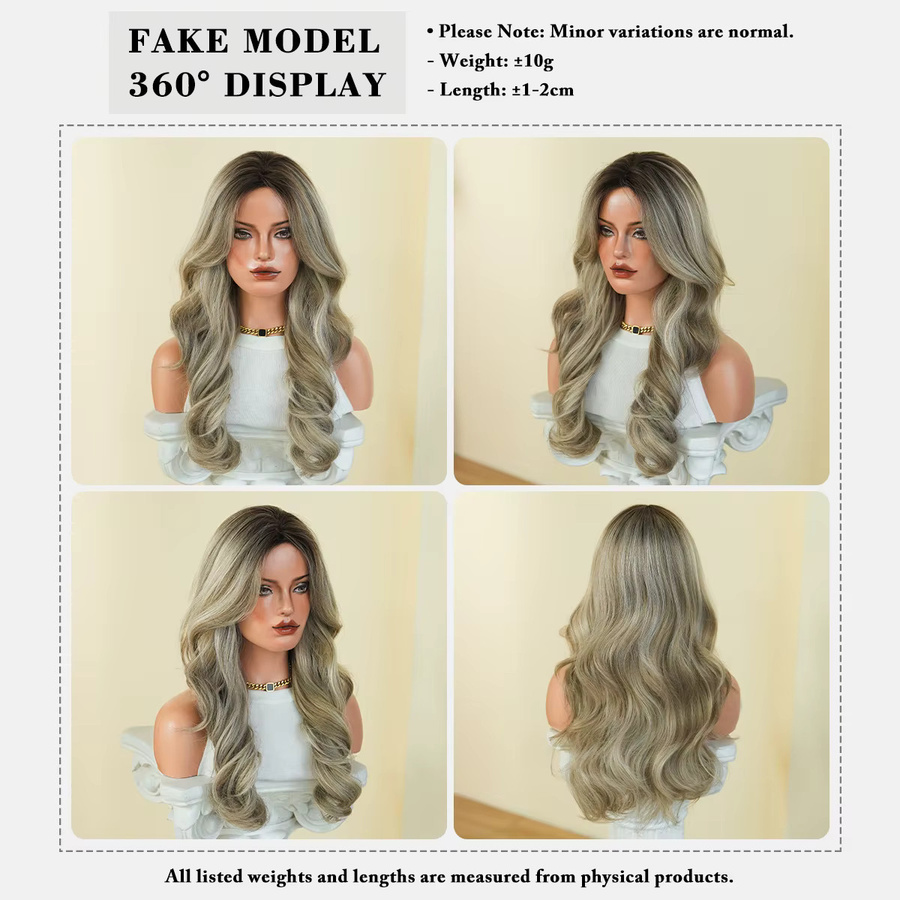 7JHH WIGS Perücke, lang, gewellt, aschbraun, Damen - Bild 3