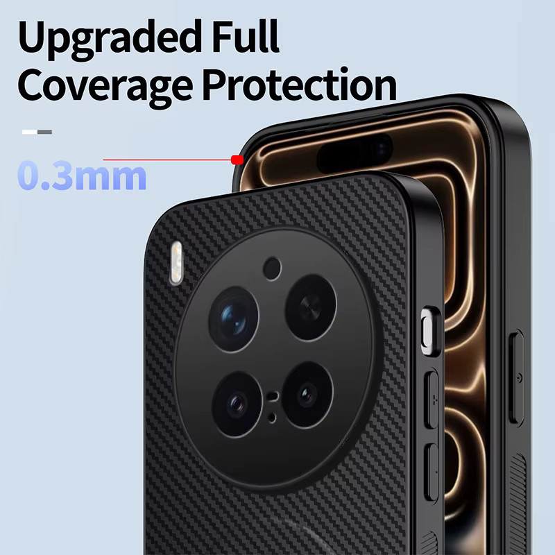 Magnetische TPU-Schutzhülle mit Carbonfaser-Muster für VIVO X300 Ultra, X200 Pro und Y400 Pro in Schwarz mit faltbarem Desktop-Halter - Bild 5