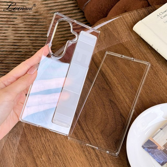 Loobival Silikon-Schutzhülle mit elastischem Armband für Samsung Galaxy Z Fold 7 6 5 4 3, Transparent, Stoßfeste Standhülle - Bild 1