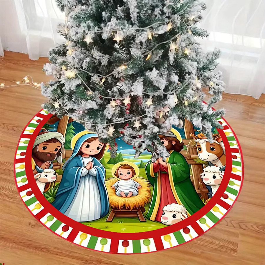 VIKAMA Weihnachtsbaumrock aus Polyester in Mehrfarbig mit abstraktem Design für Innen und Außen - Bild 4