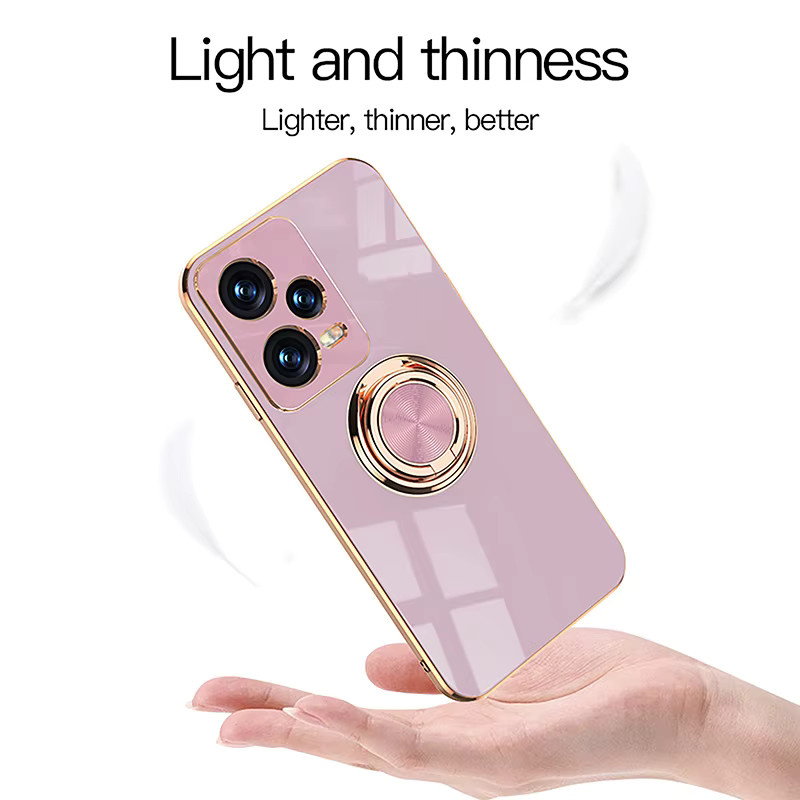 Luxus Handyhülle mit Metallring für Xiaomi Poco C65 X5 X6 M6 M4 Pro 5G Redmi 13C 4G Note 13 12 Pro Plus in Pink - Bild 4