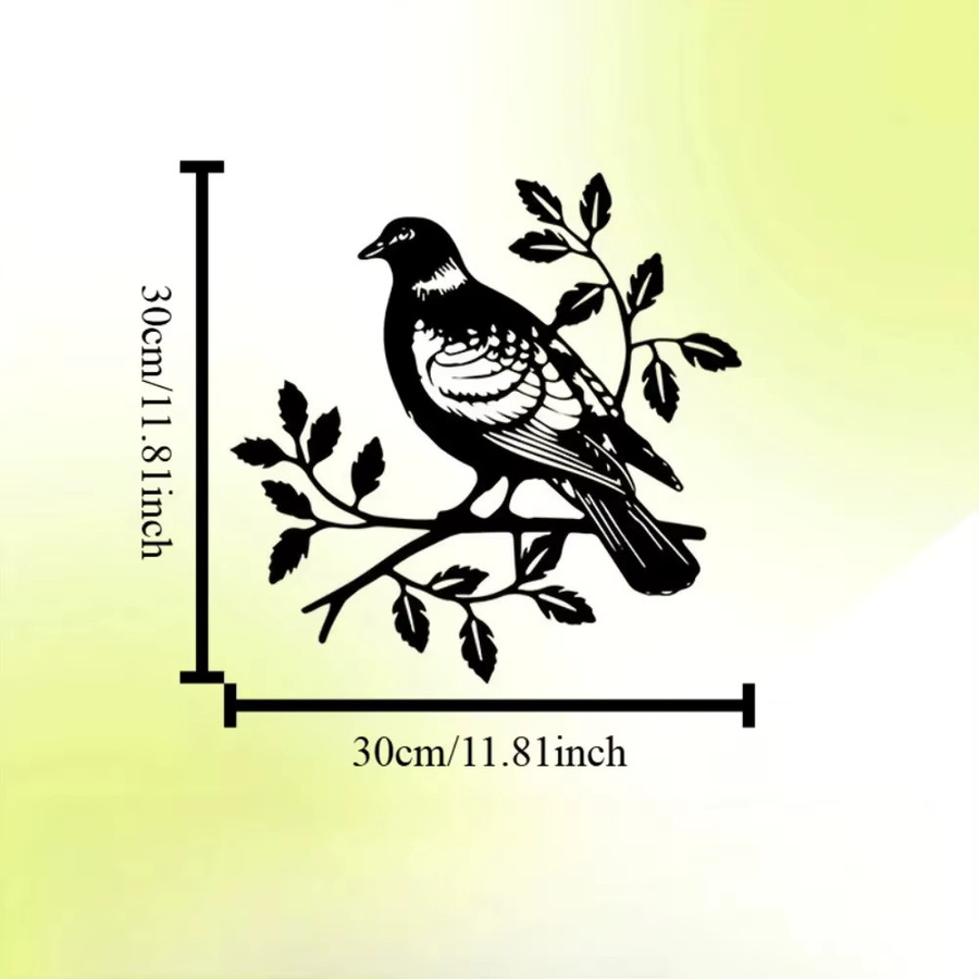 CIFBUY Tauben-Wandkunst aus Eisen in Schwarz, Rustikale Metall-Vogelskulptur für die Gartendekoration im Innen- und Außenbereich - Bild 2