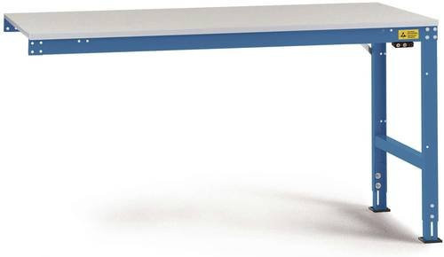 Manuflex LU6068.5007 ESD Universal Anbautisch mit Melaminplatte, Blau-Weiß, B/T/H: 150 x 100 x 76,3-87,3 cm - Bild 1