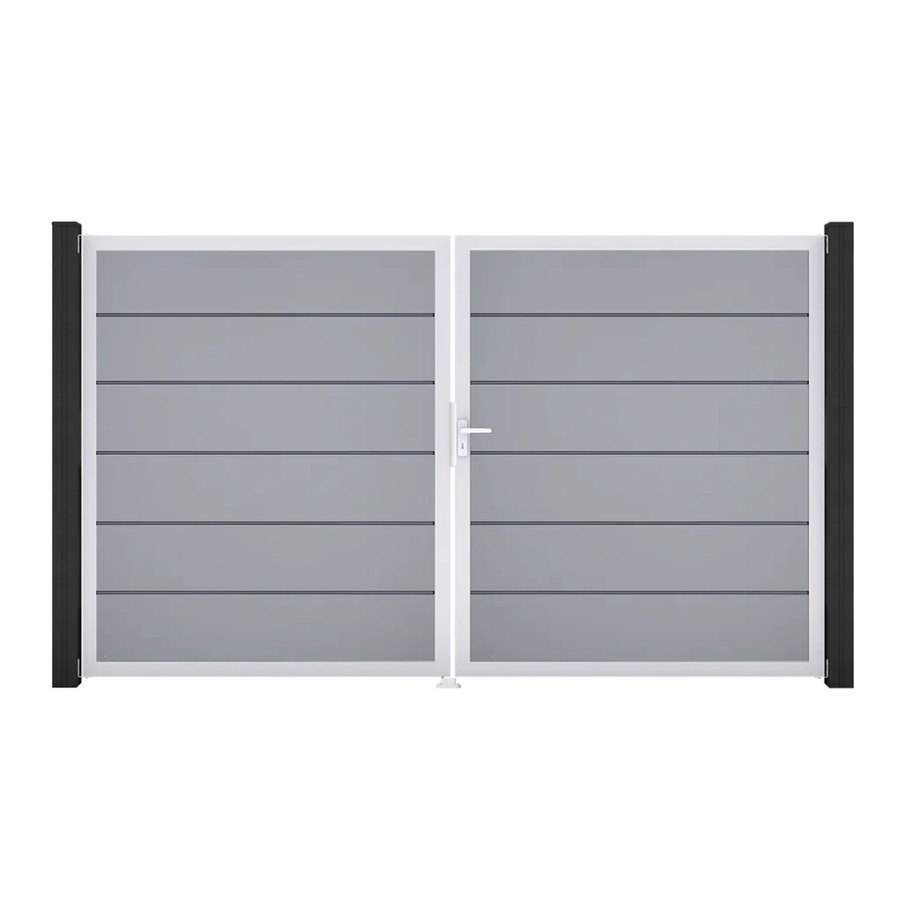 GroJa Tor Basicline Premium 2-flügelig Silbergrau EV1 B: 306 cm, H: 180 cm, DIN Rechts mit Sichtschutz - Bild 2