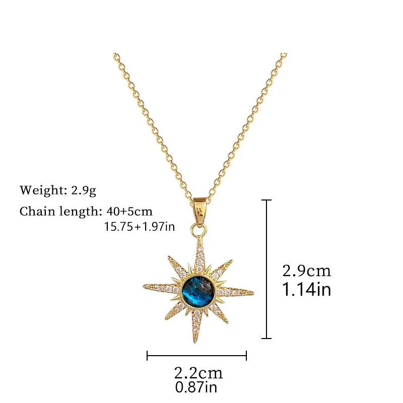 rinhoo Halskette mit Sonnenanhänger, Edelstahl, Gold, Damen - Bild 3