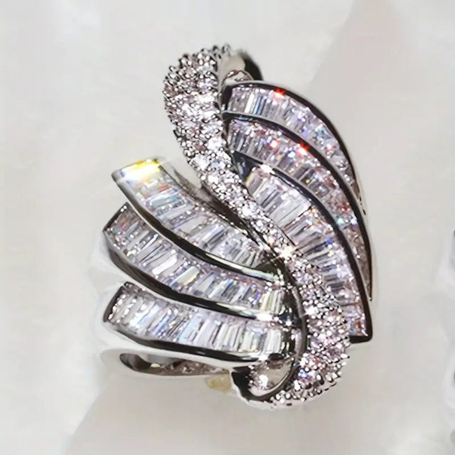 Huitan Ring Damen, Silber, Zirkonia, Kristall, Verlobung, Hochzeit - Bild 1