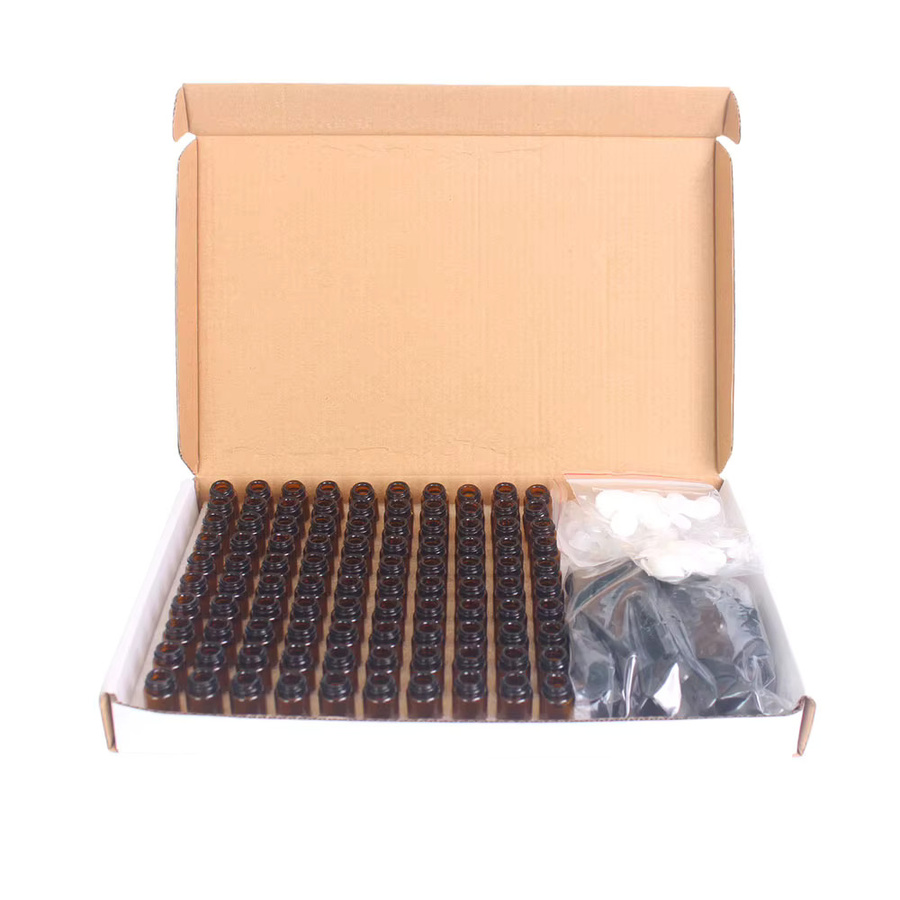 Abody Braunglasflaschen für ätherische Öle, 100 Stück, 1ml/2ml, mit schwarzer Kappe - Bild 3