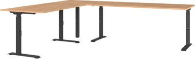 Eckschreibtisch Agenda Home mechanisch höhenverstellbar Grandson-Eiche/Schwarz B: 260 cm, T: 220 cm, H: 68-91 cm