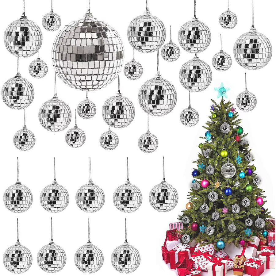 EsenTroye Spiegel-Disco-Kugel in Silber, reflektierendes Party-Deko-Ornament für Retro-Partys, Hochzeiten und Weihnachten, Durchmesser: 8,0 cm - Bild 3