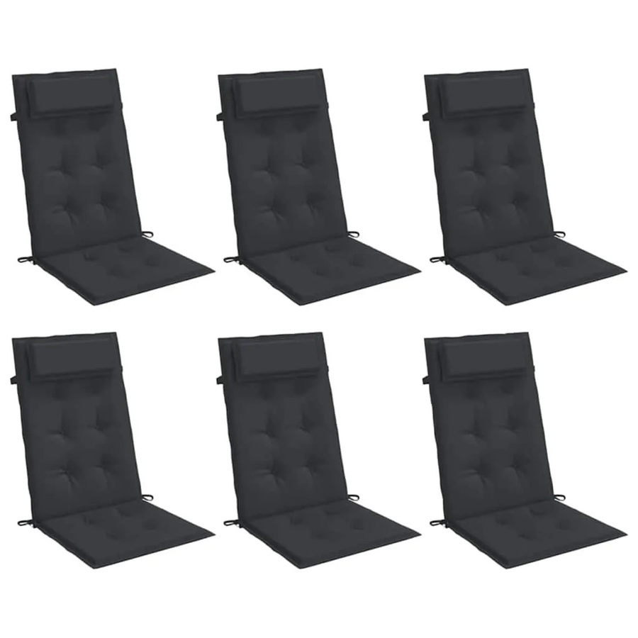 6er Set vidaXL Hochlehner-Auflagen aus wasserabweisendem Oxford-Gewebe in Schwarz - Bild 2