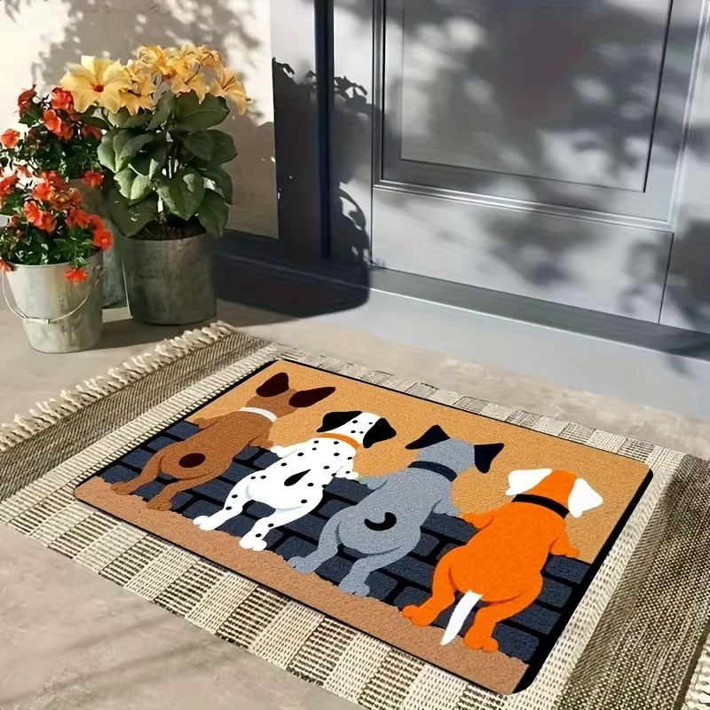 VIKAMA Fußmatte mit Cartoon-Hunden, rutschfest und waschbar, rechteckiger Teppich in Multicolour, Breite: 60 cm, Tiefe: 40 cm - Bild 3