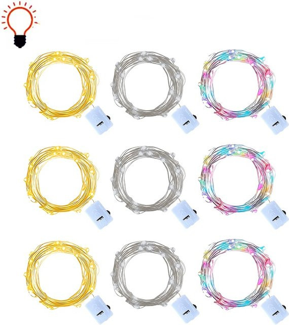 OKAL RED EAST Batteriebetriebene LED-Lichterkette aus silberfarbenem Kupferdraht für Hochzeit, Party und Weihnachtsdekoration - Bild 1