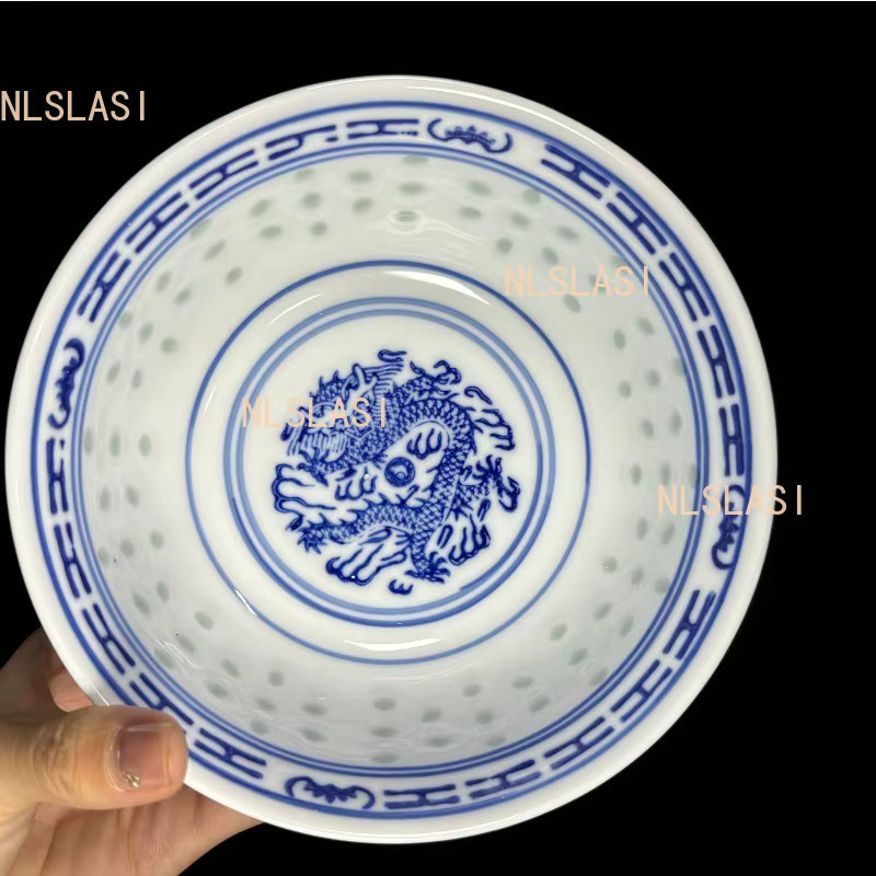 JINGDE CERAMICS Porzellan Suppenschüssel mit Drachenmuster in Blau und Weiß - Bild 2