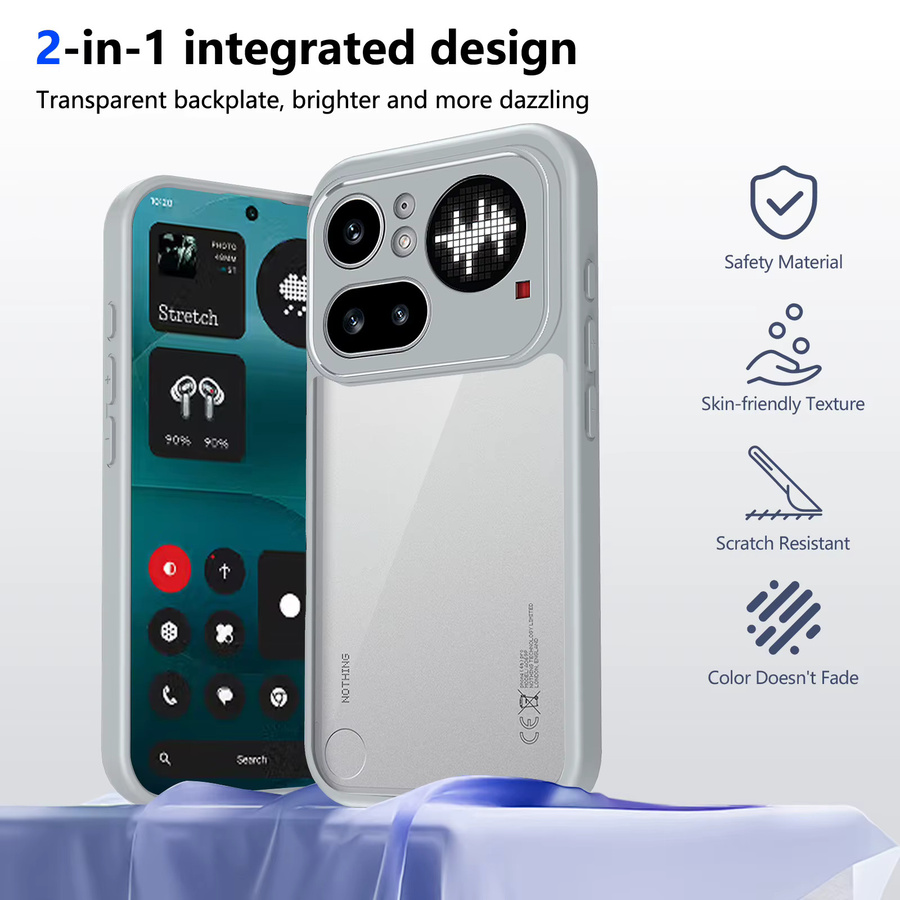 Stoßfeste Silikon-Schutzhülle für Nothing Phone 4A Pro, Transparente Matte Rückseite mit Luftpolster-Schutz, Transparent/Purple - Bild 2