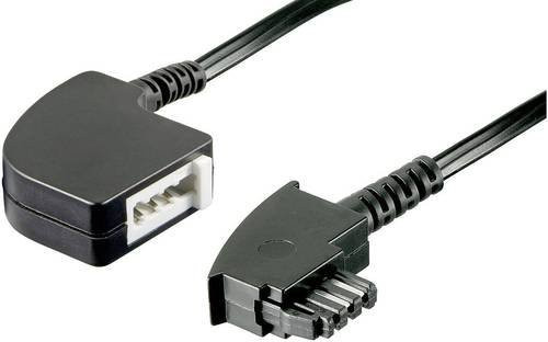 Basetech Telefon Verlängerungskabel Analog mit 1x TAE-F-Stecker und 1x TAE-F-Buchse, Schwarz, 6 m - Bild 1