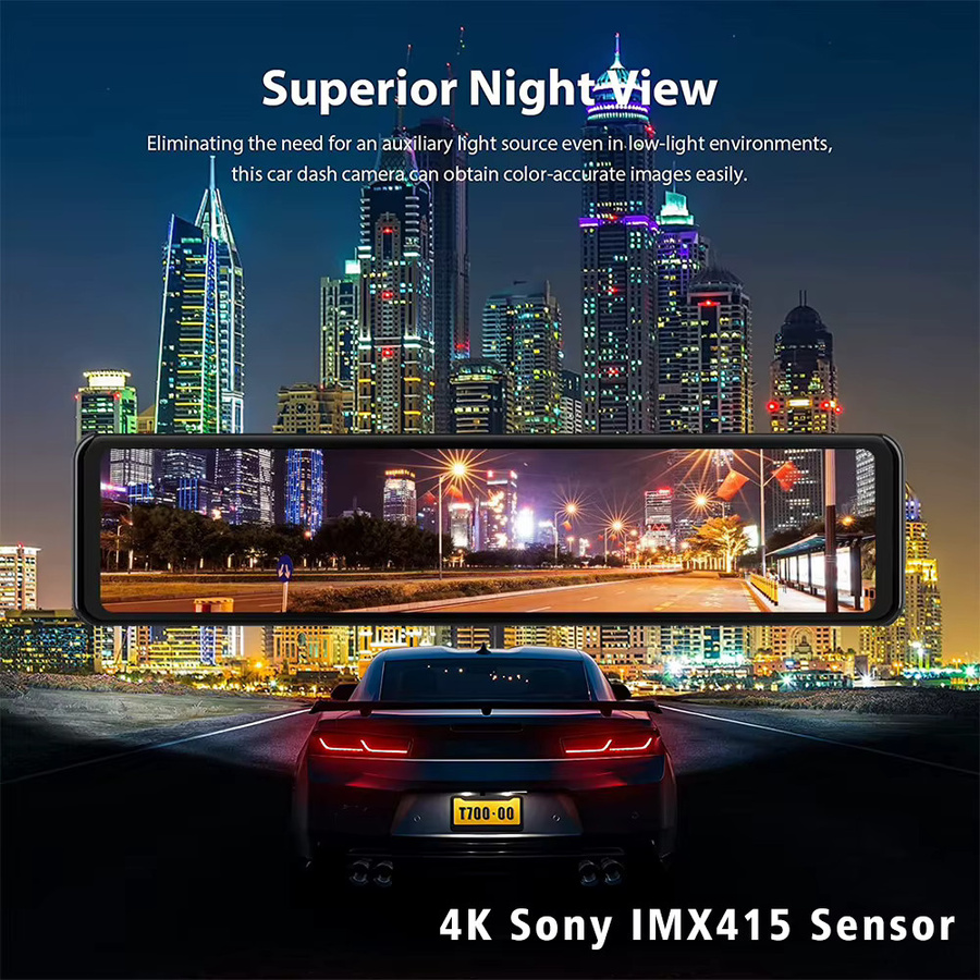MYOLSD 4K Dash Cam mit GPS und WIFI, Dual Objektiv Auto Dashcam mit Rückfahrfunktion, Schwarz - Bild 4
