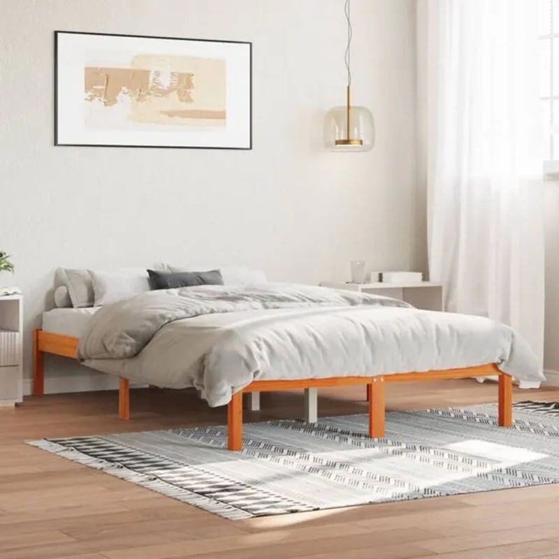 Massivholzbett Vidaxl aus Kiefer in Braun im Landhaus- und Skandinavischen Stil, B/T/H: 120 x 200 cm (ohne Matratze) - Bild 1