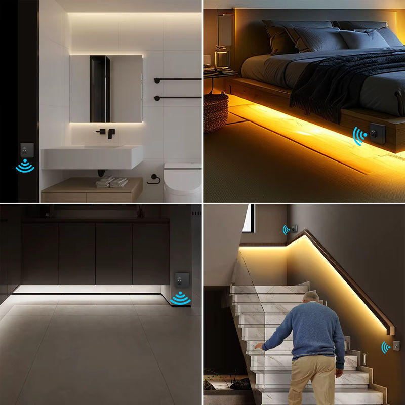 CHNAITEKE LED-Neonstreifen mit PIR-Bewegungserkennung, weißes Silikonband, DC24V intelligente Nachtlampe für Badezimmer, Schlafzimmer und Treppen - Bild 4