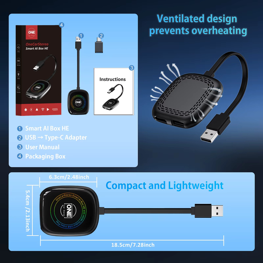 OneCarStereo Smart AI Box HE Videobox in Schwarz mit HDMI-Ausgang, Dual-WLAN und Split-Screen-Funktion für Netflix, IPTV und Google Play Store - Bild 4