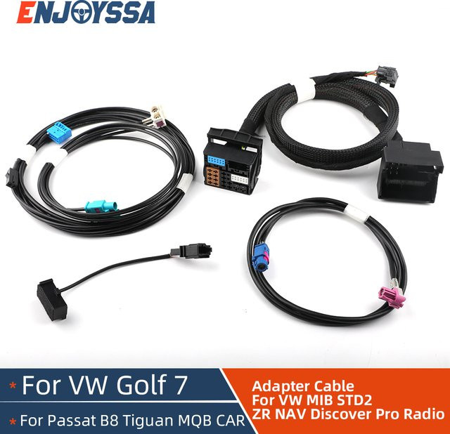 enjoyssa Radio Adapter Kabelbaum für Volkswagen MQB MIB STD2 ZR NAV, Schwarz - Bild 1