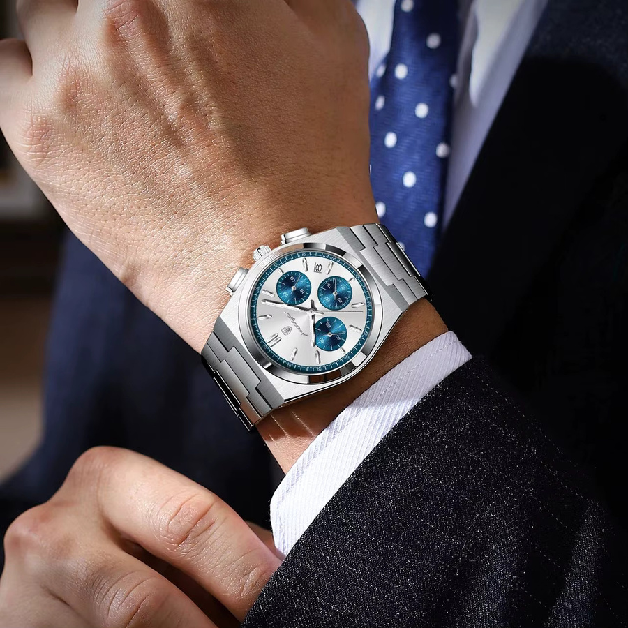 POEDAGAR Armbanduhr Chronograph, Quarz, Edelstahl, Herren - Bild 6