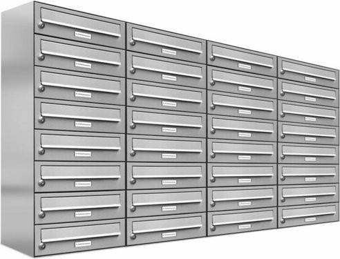 AL Briefkastensystem für 32 Parteien, Aufputzmontage, silberfarben, B/H/T: 153,15 x 92,0 x 27,5 cm - Bild 1