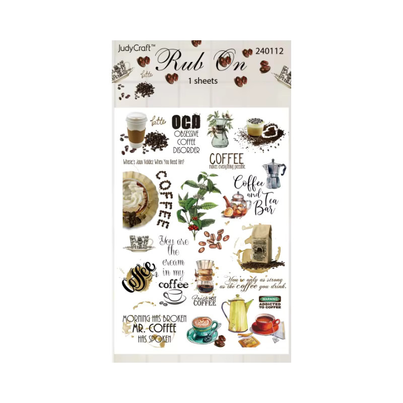 Hobbisland Vintage Kaffee Moka Pot Rub-on Transferaufkleber in Multicolour für Scrapbooking und Basteln - Bild 6