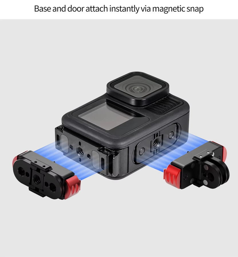 Wasserdichte Batterieabdeckung mit Halterung und magnetischer Schnellwechselplatte für GoPro 13 12 11 10 9 8 Action-Kameras in Schwarz - Bild 3