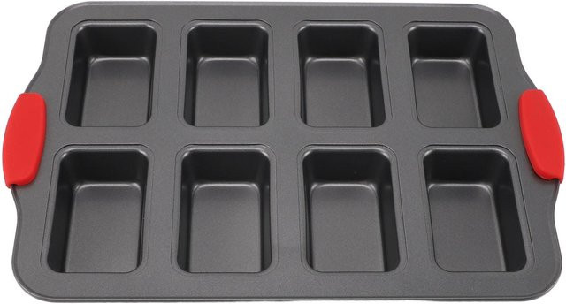 TOMTOP JMS Mini Kastenform mit 8 Mulden aus Kohlenstoffstahl, rechteckig, Antihaftbeschichtung, Schwarz - Bild 1