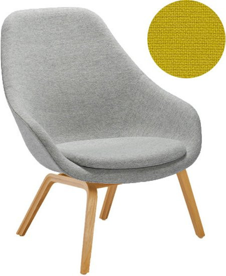 HAY About A Lounge Chair High Aal 93 mit Armlehnen in Gelb und Schurwolle-Bezug auf Buchenholz-Gestell mit Eichenfurnier - Bild 1
