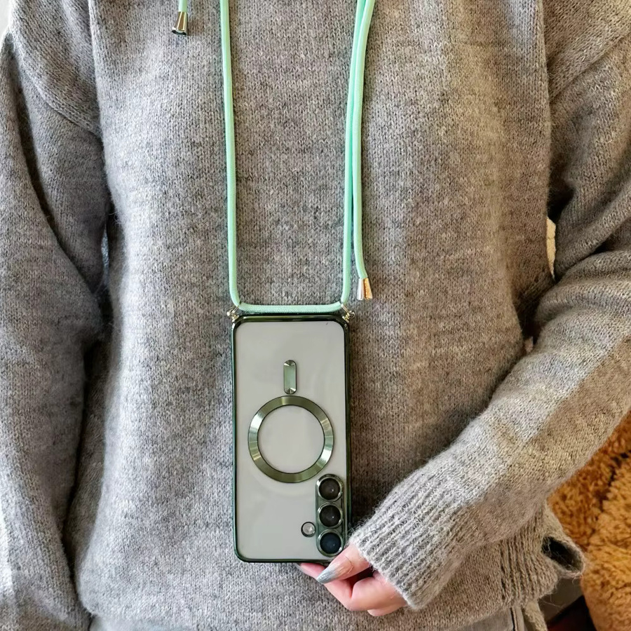Crossbody-Halskettenband mit Magnetverschluss für Samsung MagSafe Clear Case, Transparent/Silber - Bild 4
