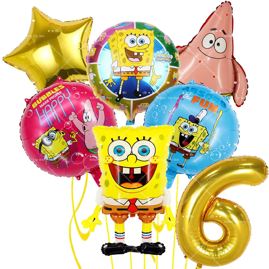 Potdemiel SpongeBob Schwammkopf & Patrick Star Folienballons-Set, Partydekoration, 3/6/7-teiliges Set - Bild 2