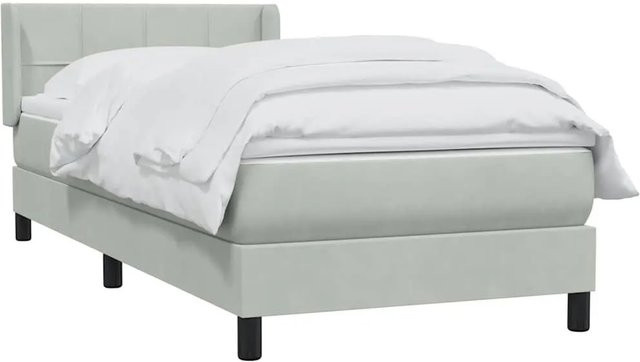 vidaXL Boxspringbett mit Matratze in Hellgrau aus Samt, Hybridbett mit Taschenfederkern, B/T/H: 80 x 210 x 83 cm - Bild 1