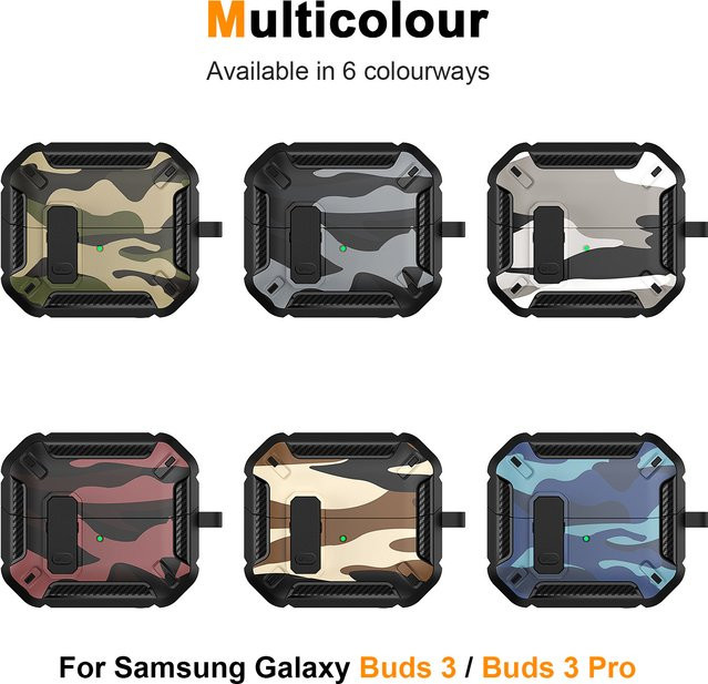 Robuste Camouflage-Schutzhülle für Samsung Galaxy Buds 3 Pro in Multicolour mit Schloss und stoßfestem Design - Bild 1