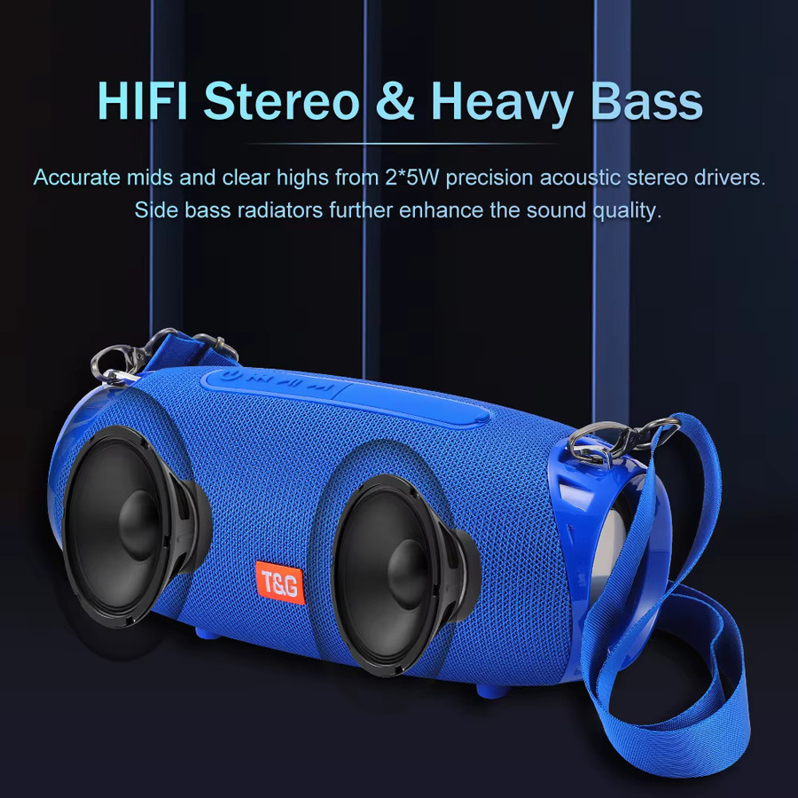 T&G Bluetooth Subwoofer Tragbarer Lautsprecher mit FM Radio und 10W Leistung in Schwarz - Bild 2
