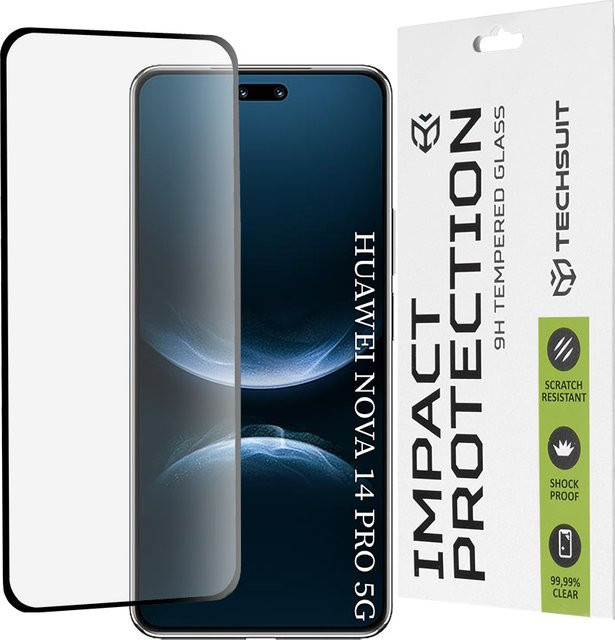 Techsuit Schutzfolie aus gehärtetem Glas für Huawei nova 14 Pro, Full Glue, Schwarz - Bild 1