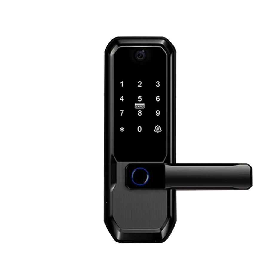 Artleeh Intelligentes Video-Türschloss mit Fingerabdruck, WiFi App-Steuerung, 3,5 Zoll HD-Kamera und Touchscreen-Tastatur in Schwarz - Bild 3
