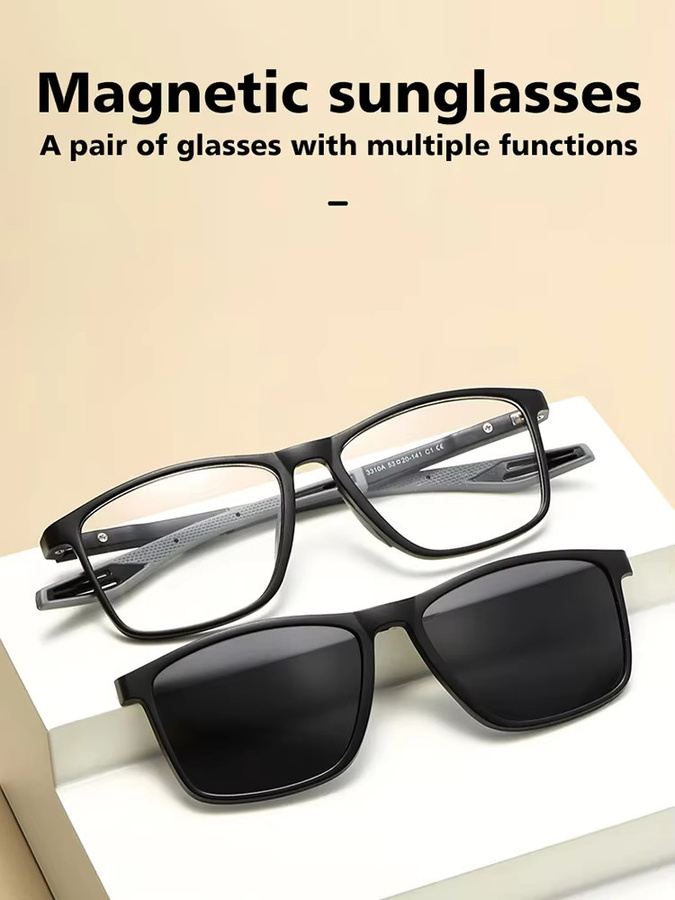 VKYEE Sportsonnenbrille mit Clip-on, Vollrand, Kunststoff, Unisex, schwarz - Bild 4