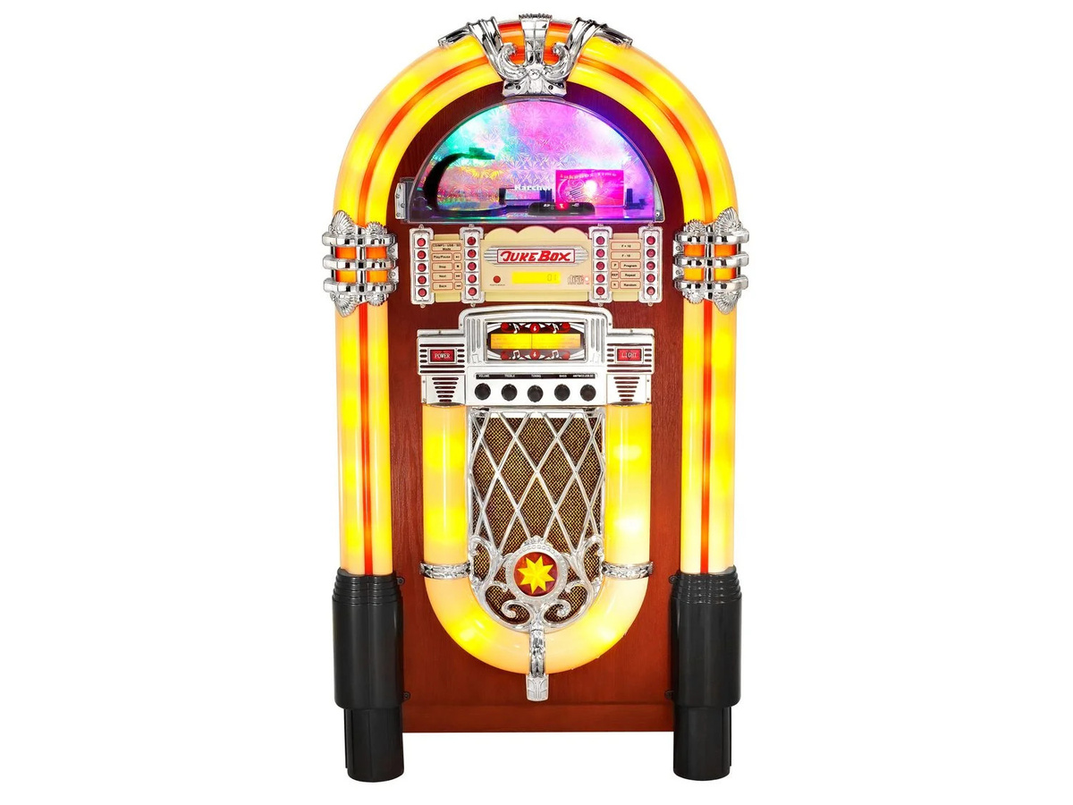 Karcher Jukebox JB 6604 in Braun mit Lichtshow, MP3, CD-Player, Radio sowie USB, SD und MMC Anschlüssen und mehrfarbiger Beleuchtung - Bild 2