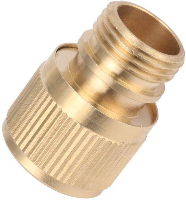 KTY Messing Schnellkupplung mit 1/2 Zoll Außengewinde für Garten Wasseranschluss und Autowaschschlauch in Beige/Gold - Bild 1